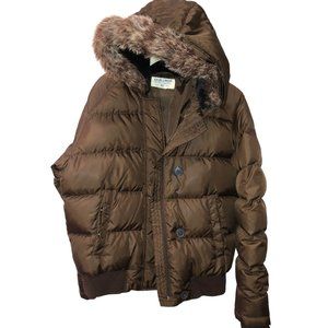 polo ralph lauren vintage brown THiCK DOWN quilted faux fur hood puffer …